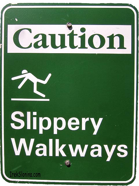 Slippery Walkways on Goat Island.
